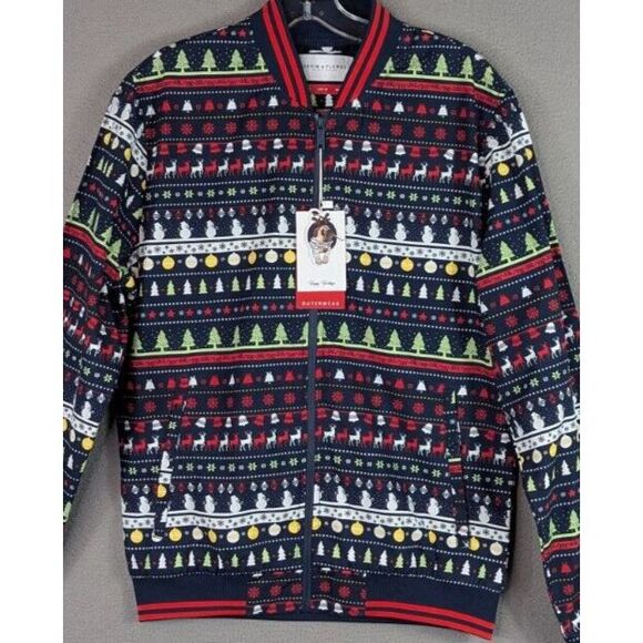 Denim & Flower Ricky Singh Jacket Holiday Christmas‎ Zip Up Lightweight Sz M NEW - Picture 3 of 13